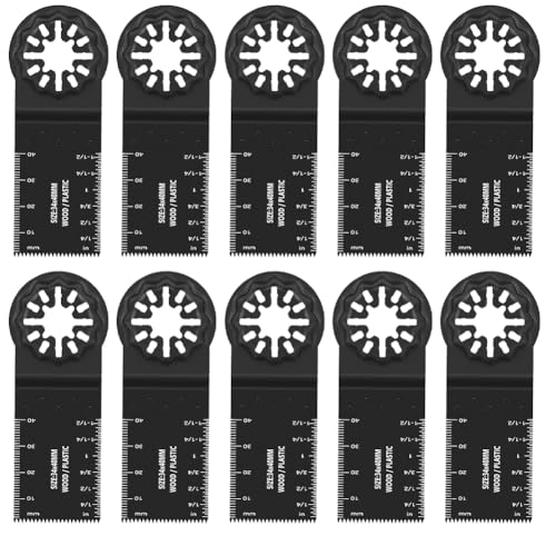 10-StüCk Multitool-Sägeblätter – Zubehör für oszillierende Werkzeuge für Bosch,Makita, Milwaukee,Einhel und Dremel,kompatibel mit Multitool-Zubehör aus Holz,Kunststoff und Metall – Schwarz von FOGARI