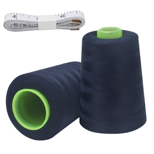 FOGAWA 2 Rollen Polyester-Nähgarn, 4544 m, Kegel (dunkelblau) von FOGAWA