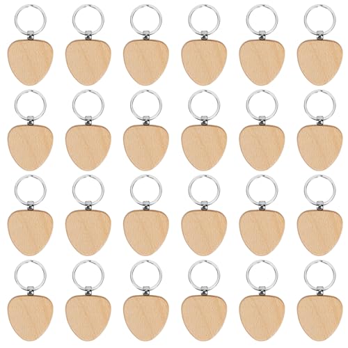 FOGAWA 24 Stück Schlüsselanhänger Holz Blanko DIY Holz Schlüsselanhänger Herzform Wooden Keychain Schlüsselbund Rohlinge für DIY, Malerei, Basteln Dekoration Geschenke (Herzform) von FOGAWA