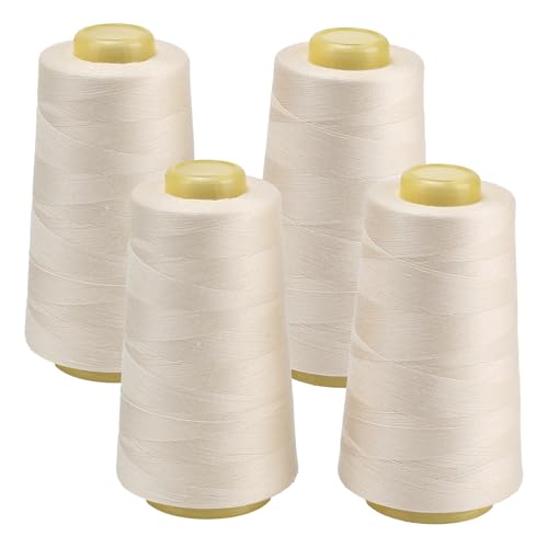 FOGAWA 4 Rollen Nähgarn Polyester Nähgarn Nähmaschinengarn, 40s/2, 3000 yards, Garnspule Overlockgarn für Näharbeiten, Quilten, Patchwork, Kleidung(Beige 3634) von FOGAWA