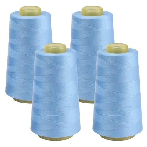 FOGAWA 4 Rollen Nähgarn Polyester Nähgarn Nähmaschinengarn, 40s/2, 3000 yards, Garnspule Overlockgarn für Näharbeiten, Quilten, Patchwork, Kleidung(Blau 2885) von FOGAWA