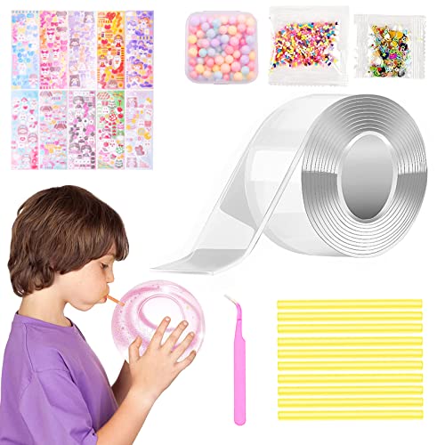 FOHYLOY Nano Tape Bubbles Set, 25 Stück Doppelseitiges Klebeband Set DIY Craft für Kinder, Blowing Bubble Tape, Magie Nano Klebeband Set, Multipurpose Transparent Poster Tape, Party Spielzeug von FOHYLOY