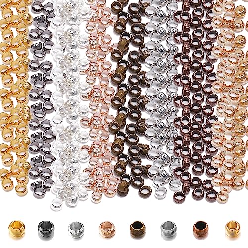 2000 Stück Quetschperlen Kettenverschluss Tube Crimp Perlen 2,5 mm Crimp Beads Quetschperlen Kupfer Spacer Beads Lose Perlen Spacer für Handgefertigte DIY Schmuck zubehörHerstellung, 8 Farben von FOJIIUOK