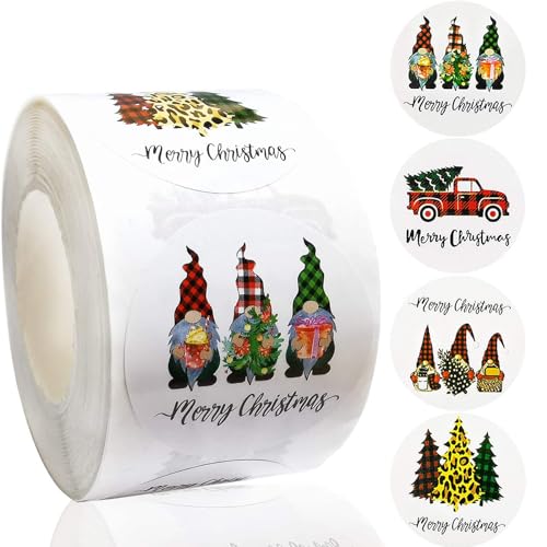 500 Stück Aufkleber Weihnachten Rund Selbstklebende Weihnachtsaufkleber Runde Etiketten Merry Christmas Sticker Geschenkaufkleber selbstklebende für Party Dekoration Geschenkverpackungen Umschlag von FOJIIUOK