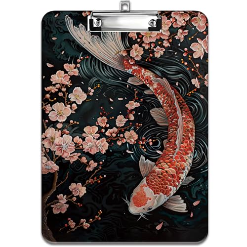 Klemmbrett mit modischem Design, langlebiger, dünner Clip, Standard-A4-Briefgröße, vollfarbiges Kunststoff-Klemmbrett, speziell für Klassenzimmer und Büros, Meihua Koi Klemmbrett mit modischem Design, langlebiger, dünner Clip, Standard-A4-Briefgröße, vollfarbiges Kunststoff-Klemmbrett, speziell für Klassenzimmer und Büros, Meihua Koi von FOKBVNFLL