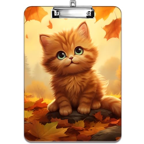 Modisches Design-Klemmbrett, strapazierfähiger, dünner Clip, Standard-A4-Briefgröße, vollfarbiges Kunststoff-Klemmbrett, speziell für Klassenzimmer und Büros, Herbstkatze Modisches Design-Klemmbrett, strapazierfähiger, dünner Clip, Standard-A4-Briefgröße, vollfarbiges Kunststoff-Klemmbrett, speziell für Klassenzimmer und Büros, Herbstkatze von FOKBVNFLL