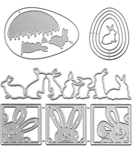 4 Set Ostern Stanzschablone Stanzbögen Stanze Prägeschablone Stanzformen Osterhase Osterei für Basteln Scrapbooking Fotopapier Karten Handwerk DIY Ostern Geschenk Deko Cutting Dies Easter von FOLANVOFF