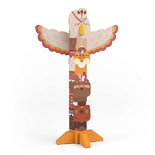 FOLDZILLA XXL Wurfspiel Totem aus Pappe für Kinder 1,77m hoch - Geschicklichkeitsspiel Bewegungsspiel Totempfahl Ethno Tiere von FOLDZILLA