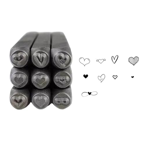 9er Set „Love Heart“ Serie Metall Und Leder Stanzsets Metallstanzer Stempel Handgeschnitztes Werkzeug Zubehör Für Die Schmuckherstellung von FOLODA