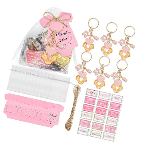 FOLODA 6/20pieces Baby Füße Schlüsselanhänger Set Babypartys Schlüsselanhänger Mit Verpackungsaufkleber Etikett Für Hochzeitsbabysartikeln von FOLODA