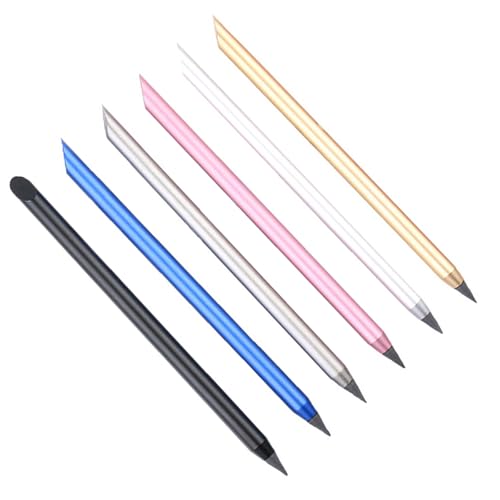 FOLODA 6 Stück Löschbarer Stift Mit Gummispitze Stiftspitze Metall Tintenloser Stift Wiederverwendbarer Tintenloser Bleistift von FOLODA