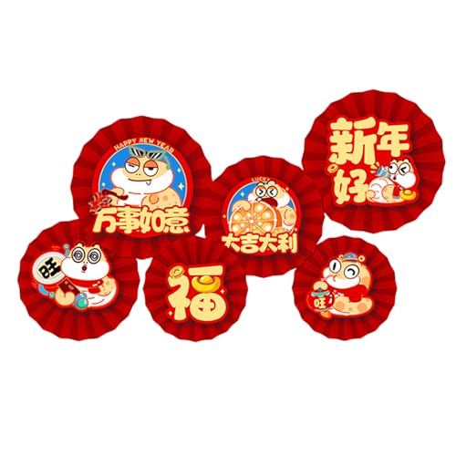 FOLODA 6Pcs 2025 Chinesische Schlange Jahr Neue Jahr Papier Fan Party Dekoration Set Wand Hängen Dekore Ornamente Party Liefert von FOLODA