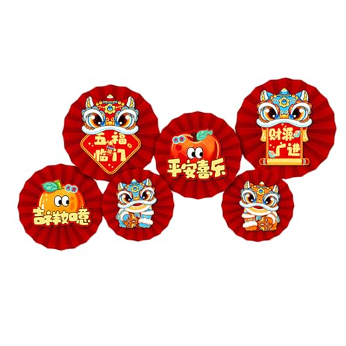 FOLODA 6Pcs 2025 Chinesische Schlange Jahr Neue Jahr Papier Fan Party Dekoration Set Wand Hängen Dekore Ornamente Party Liefert von FOLODA