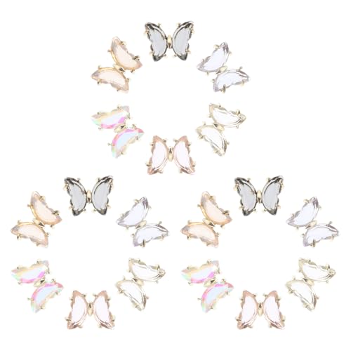 18 Stk Schmetterling Maniküre Strass Perlen Haar-edelstein-stempel Schmetterlinge Nailart Charms Nagelaufkleber Kreis Haarspange Maniküre-zubehör Nägel Nagel Diy Kupfer FOMIYES von FOMIYES