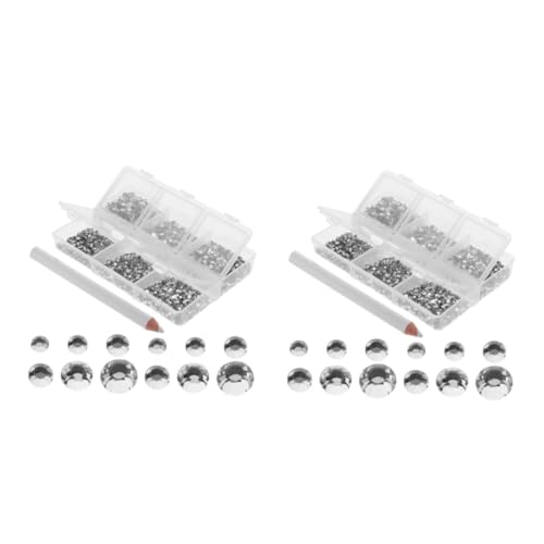 2 Sätze Maniküre-Strass-Set glitzersteine für nägel maniküre zubehör Nagelkunst Zubehör Nail Art Zubehör strasssteine klein Kristalle zum Basteln Strass-Becher blenden Glas Silver FOMIYES von FOMIYES