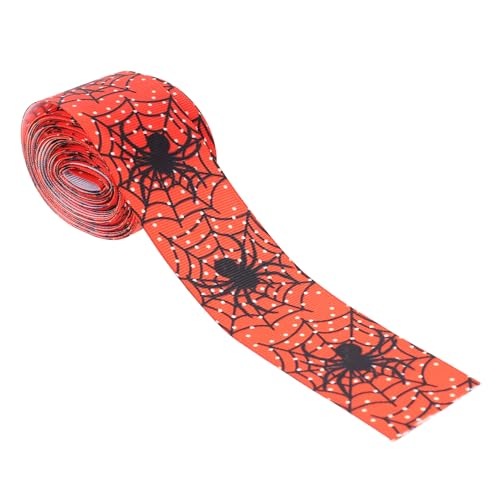 FOMIYES 1 Rolle Halloween-Dekorationsband Halloween-Band Verpackungsband halloween dekoration halloween decor geschenkband Band mit Spinnenmuster Halloween-Musterband Polyester rot von FOMIYES