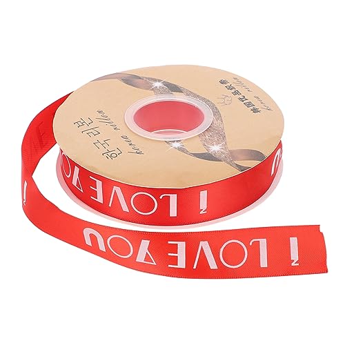 FOMIYES 1 Rolle Liebe Packband Strumpffüller Band Zum Nähen Glitzerband Band Zum Basteln Blumenstraußband Valentinstagband Ich Liebe Dich Band Wickelband Herz-satinband Paket Polyester Rot von FOMIYES