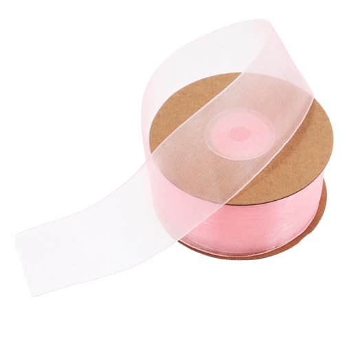 FOMIYES 1 Rolle Schneegarnband Tüllbänder gewickelte Bänder Schleife Pferdeschwänze Haarbänder Modeperlen geschenkband Partydekoration durchsichtiges Organzaband Bastelband Chiffon Rosa von FOMIYES