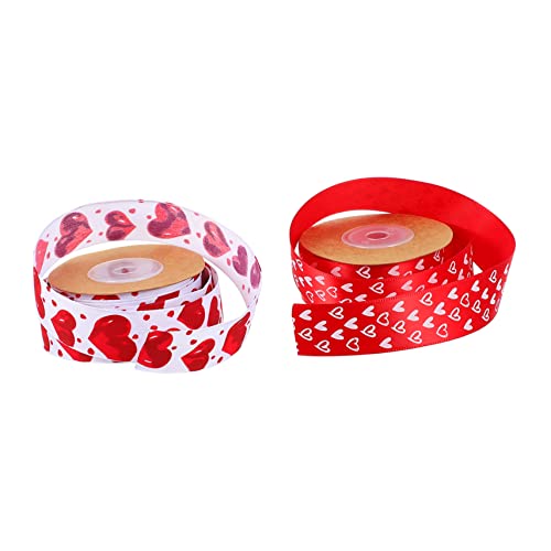 FOMIYES 1 Satz Herz-blumenstrauß-band Seidenband Ribbon Valentinestag Rosa Schleife Babyband Klebeband Geschenkband Valentine Bänder Zarte Geschenkverpackung Polyester 2 Rollen von FOMIYES