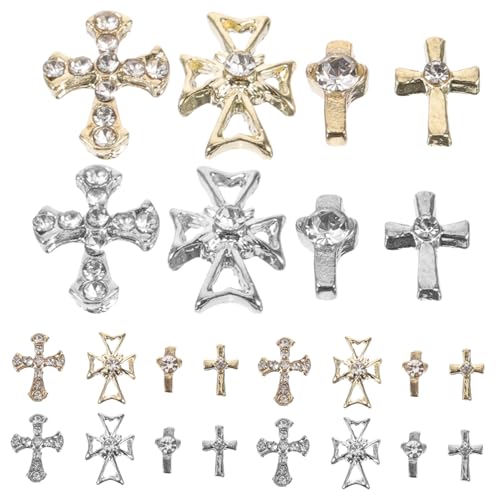 FOMIYES 1 Satz Maniküre Nagel Dekoration Schmuck Kreuz Gothic-nagelanhänger Reize Flockennägel Pailletten Lieferungen Trimmen Nagelschmuck Vintage Nagelanhänger Zubehör Strasssteine 80st von FOMIYES