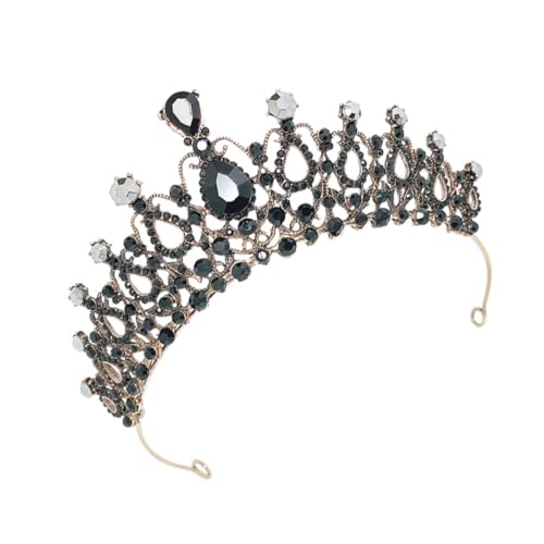 FOMIYES 1stk Luxuskrone Braut- Braut Hochzeit Kopfbedeckung Brautjungfer Prinzessin Kostüm Dekorationen Party-kopfschmuck Strass-stirnbänder Für Frauen Braut Stirnband Black Legierung von FOMIYES