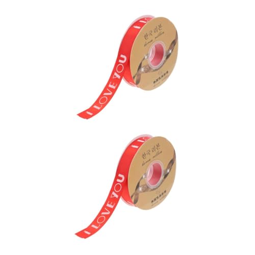 FOMIYES 2 Rollen Liebe Packband Herz Dekor Band Zum Basteln Geburtstagsband Valentinstag Zubehör Valentinsbänder Zum Basteln Strumpffüller Hochzeitsdekoration Paket Rot Polyester von FOMIYES