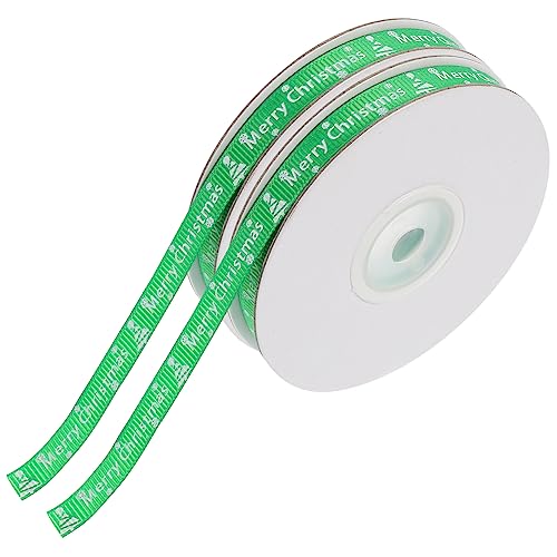 FOMIYES 2 Rollen Verpackungs Band Weihnachtsgeschenk Beugt Bänder Wickelband Geschenkverpackung Weihnachtsbaumband Feiertagsband Geschenkband Weihnachtsdekorband Bandband Polyester Green von FOMIYES