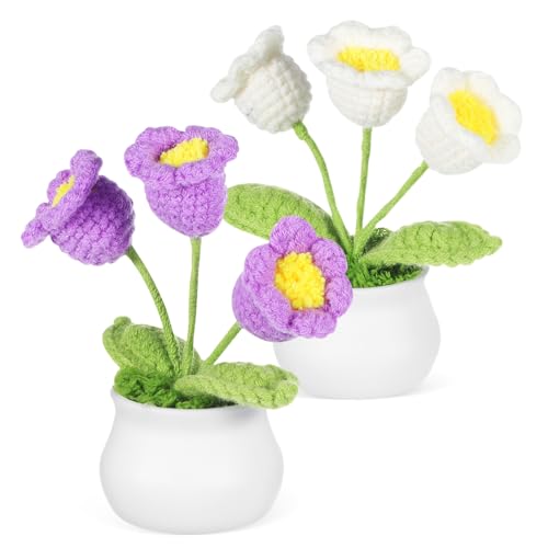 FOMIYES 2 Stück Maiglöckchen-blumenornamente Gehäkelt Häkelblume Blumen Häkeln Gestrickte Künstliche Blumen Autoramente Gestrickte Blumen Figuren Simuliertes Blumen Stricken Garn von FOMIYES