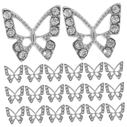 FOMIYES 20st Nagel-schmetterlings-ornamente Frauen Funkeln Nagelkunst-anhänger Schmetterlings-nagelanhänger Nagel Charme Nägel Reize Schmetterling Nagel Charms Silver Strasssteine von FOMIYES