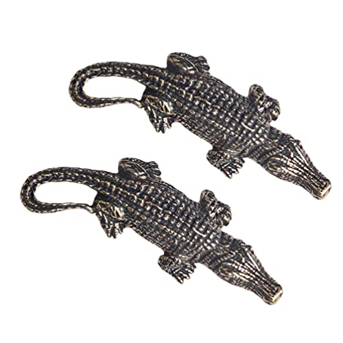 FOMIYES 2st Kroko Messing Krokodilstatuen Aus Messing Charms Zum Basteln Von Schmuck Krokodil-skulptur Alligator Auto Schlüsselanhänger Selber Machen Ornament Krokodil Figur Klein Metall von FOMIYES