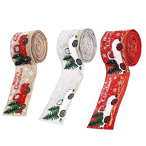 FOMIYES 3 Rollen Autodruckband Geschenkverpackungsbänder Weihnachtsbogenband präsentiert Geschenkband DIY-Bänder ribbon weihnachtsband DIY Schleifenband Weihnachtsgeschenkband Leinenimitat von FOMIYES