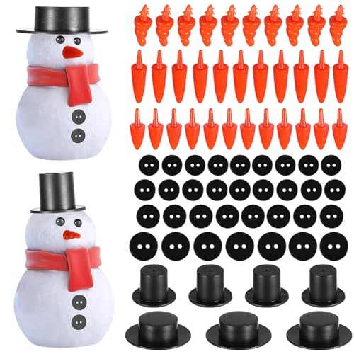 FOMIYES 320 Stück Weihnachten DIY Schneemann Kit Schneemann Nasenknöpfe Mini Schwarz Top Hüte für Schneemann Puppe Handwerk Herstellung von FOMIYES