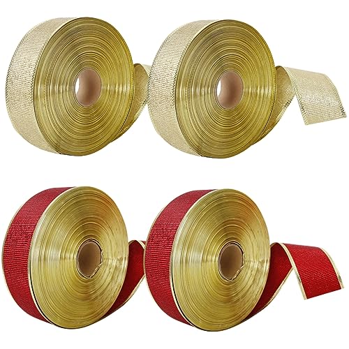 FOMIYES 4 Rollen Dekorative Bänder Bastelband Machen Band Zum Verpacken Von Weihnachtsgeschenken Glitzerbandgirlande Weihnachtsband Für Christbaumschmuck Verdrahtete Bänder Stoff von FOMIYES