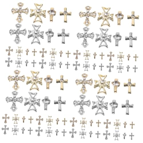 FOMIYES 4 Sätze Maniküre Nagel Dekoration Schmuck Kreuz Edelsteine Strasssteine Gothic 3d-nagelanhänger Charms Für Nageldesign Vintage Nagelanhänger Frauen Legierung 80 Stück * 4 von FOMIYES