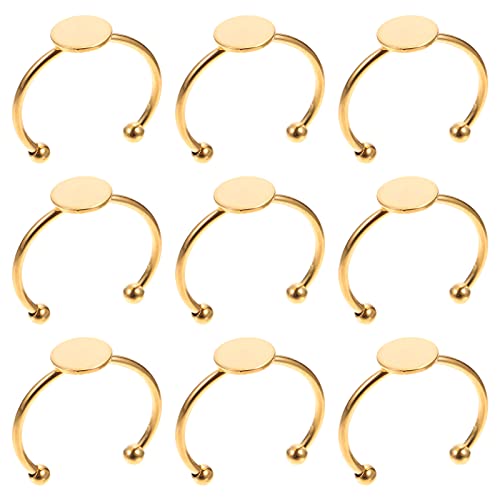 FOMIYES Fingerringe Rohlinge Rund Tablett Verstellbar: Edelstahl Golden Ring 8mm Rohlinge Rund 10 Stücke Schmuck Machen DIY Schmuckherstellung Material Zubehör von FOMIYES