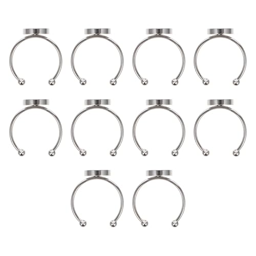 FOMIYES Fingerringe Rohlinge Rund Tablett Verstellbar: Edelstahl Silber Ring 8mm Rohlinge Rund 10 Stücke Schmuck Machen DIY Schmuckherstellung Material Zubehör 2.3X2.3X1CM von FOMIYES