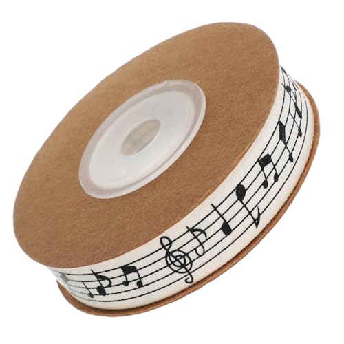 FOMIYES Musiknotenband Geschenkband Musik DIY Bastelband Dekoratives Band Event Dekoration Band Schild mit Sockel Heißprägeaufkleber Feiertagsbänder Verpackungsband Baumwolle Beige von FOMIYES