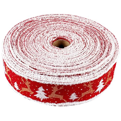 FOMIYES Schleife Weihnachtsband für Verpackungsband dekorative Bänder breites Weihnachtsband Wickelband ribbon bandfeile Geschenkband selber machen Weihnachtsbedarf Leinen- rot von FOMIYES