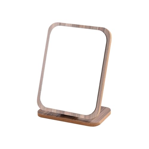 FOMIYES Schminkspiegel Vanity Mirror Make up Mirror Kleiner Spiegel für den Schreibtisch Klappbarer Tischspiegel Kommode praktischer Tischspiegel rotierender Spiegel hölzern Light Brown von FOMIYES