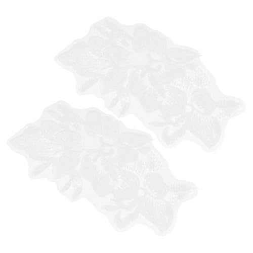 FONDOTIN 1 Paar Stickapplikation Blumen gestickte Aufnäher gestickte Abziehbilder Schals für Frauen Applikationen Patch Flicken für Bekleidung Reparaturflicken für Kleidung Polyester Silver von FONDOTIN