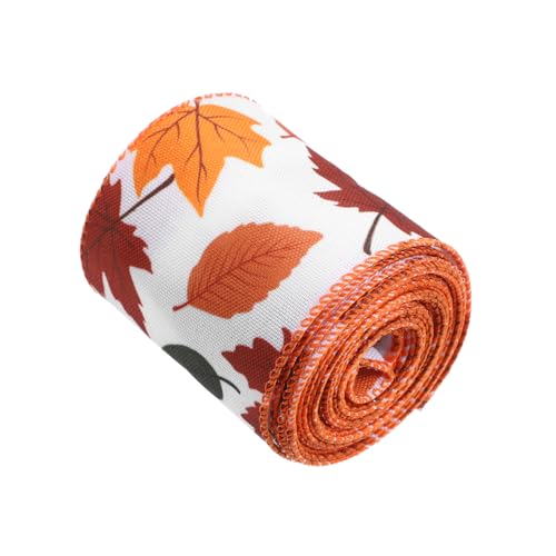 FONDOTIN 1 Rolle Thanksgiving-Geschenkband geschenkverpackung Thanksgiving-Dekoration Festliches Band Festliche Bänder Ahornblätter-Pinnwandränder Herbstblätter-Pinnwandränder Stoff Orange von FONDOTIN