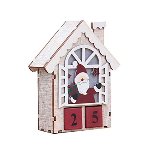 FONDOTIN 1 Stück Drei dimensionaler Weihnachts kalender Küchentimer Adventskalender Weihnachtshaus beleuchten für den einzug countdown uhr Weihnachtsdekoration Tischkalender Holz von FONDOTIN