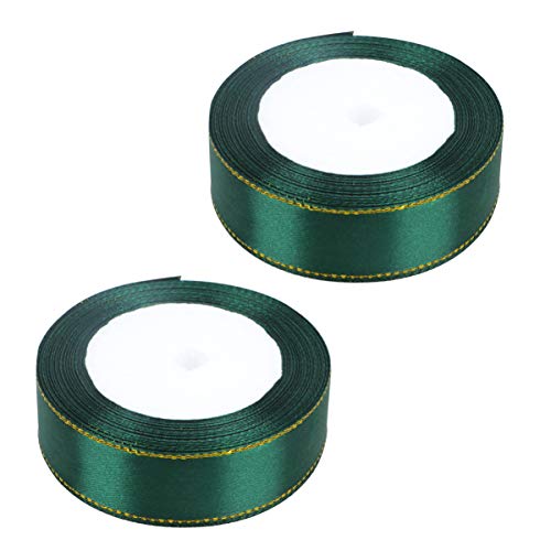 FONDOTIN 2 Rolle 22 Geschenkstreifen seidenband ribbon geschenkband set Hochzeitsband Festliches Band doppelt einladen Randbereich Geschenkbänder ein Verpackungsband DIY-Bänder Green von FONDOTIN