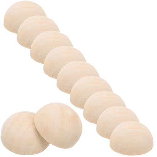 FONDOTIN 30 Stück halber Bastelball halbrunde Kugeln Hüpfbälle für für kinderspielzeug bastelsets für Mini-Halbkugel gespaltene Holzkugel Hölzern Yellow von FONDOTIN