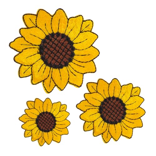 FONDOTIN 3St Stickaufkleber Faux Blumen Mode Blumenbeet selber machen gefälscht Sonnenblumen-Stickpatches stoffaufkleber bügelei Kleidung & Accessoires Aufnäher für Blumenkleidung Stickgarn von FONDOTIN