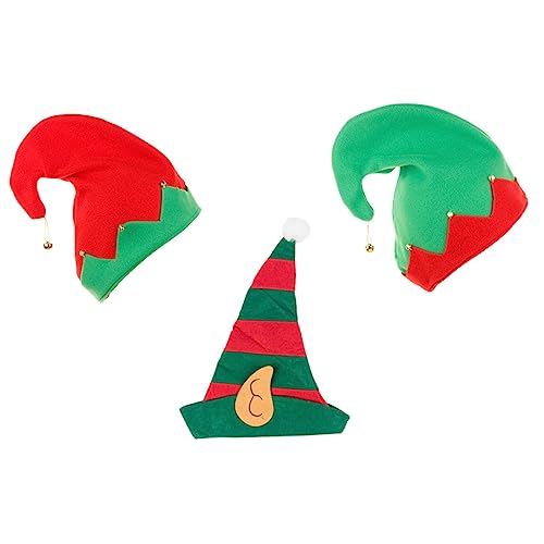 FONDOTIN 3St Weihnachtselfenmütze Weihnachtsmannmütze für Kinder Elfenkopfbedeckung elf kostüm hut Hüte weihnachtsgeschenke weihnachts präsente Festival-Partyhut Weihnachtskostüme Flanell von FONDOTIN