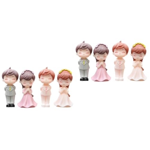 FONDOTIN 4 Paare Paar Puppenschmuck Paar Kuchen Dekor Kuchen-dekor-puppe Braut Bräutigam Statue Ehemann- Und Ehefrau-figuren Cajas Para Cupcakes Märchengärten Miniaturen Romantisch Pvc von FONDOTIN