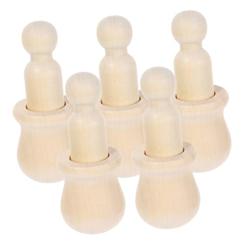 FONDOTIN 5 Stück Puppen-Holzglas-Set holzspielzeug bastelmaterial Bastelset mit Holzpuppen Kreativset Holzpuppen Holzfiguren Set unvollendetes Holzhandwerk hölzern Khaki von FONDOTIN