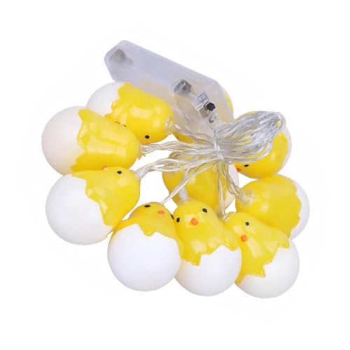 FONDOTIN Schnur Kleines gelbes Hühnchen-LED-Licht LED leuchtet Osterdekoration ostern lichterketten wohnungseinrichtung Ostern-LED-Licht LED-Streifen Kinderzimmer Eierschale schmücken von FONDOTIN