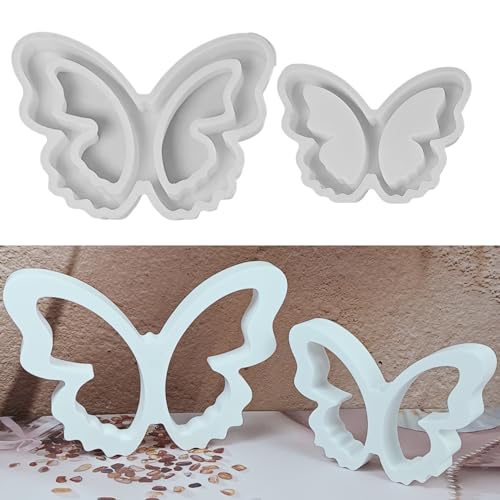 2 Stück Silikonformen Gießformen Frühling Schmetterling Deko Gießformen Silikon Frühling Silikonform Ostern Schmetterling Giessform Silikon Silikonform Schmetterling für DIY Handwerk Tischdeko (A+B) von FONDUO